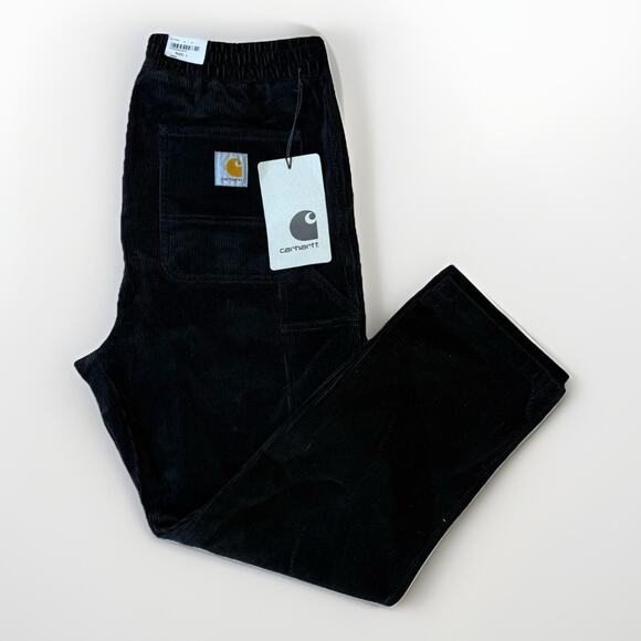 Carhartt WIP Flint Pants Large Black Corduory Straight Leg Minimalist Streetwear